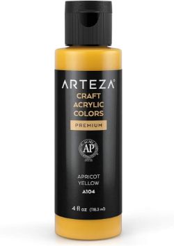 384 X NEW CRAFT ACRYLIC PAINT, A104 APRICOT YELLOW 118ML