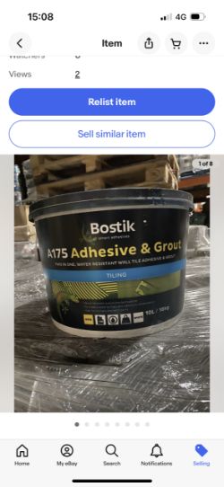 48X BOSTIK A175 ADHESIVE AND GROUT 10KG