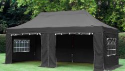 NEW BLACK HEAVY DUTY GAZEBO 3 X 6 BLACK