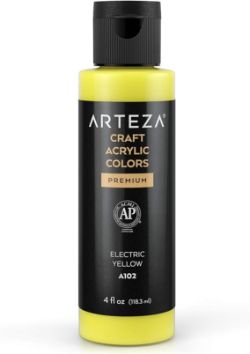 525 X NEW CRAFT ACRYLIC PAINT, A102 ELECTRIC YELLOW118ML