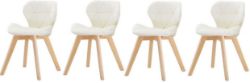 SET OF 4 DINING CHAIRS BEECHWOOD LEGS DIAMOND BEIGE