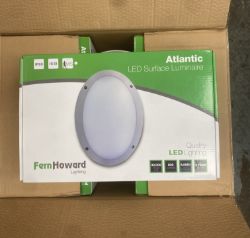 100 X ATLANTIC LED SURFACE LUMINAIRE 4000K SILVER TRADE VALUE £5990