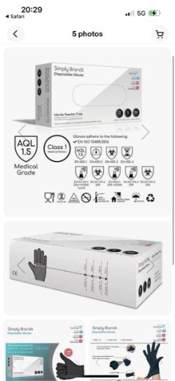 200 BOXES SIMPLY BRANDS BLACK NITRILE DISPOSABLE GLOVES XL MECHANICS TATTOO SALON RRP £1798