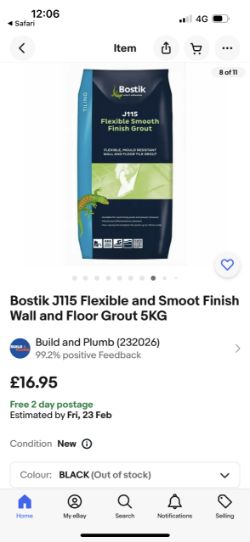 120X BOSTIK J115 FLEXIBLE SMOOTH FINISH GROUT BROWN 5KG