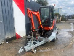 POWER DUO: 2015 KUBOTA KX016-4 MINI EXCAVATOR + TRAILER COMBO