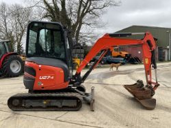 2019 KUBOTA U27-4. RUBBER TRACKS. PIPED. FRONT BLADE