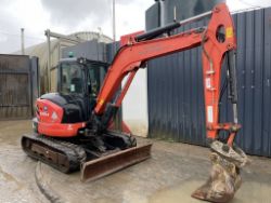 2018 KUBOTA EXCAVATOR: FULL CAB, TWIN SPEED TRACKS, READY FOR HEAVY-DUTY