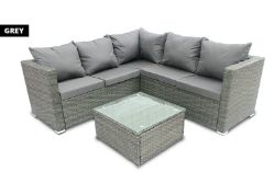FREE DELIVERY - JOB LOT OF 5X 5-SEATER RATTAN CORNER SOFA GARDEN FURNITURE SET - GREY
