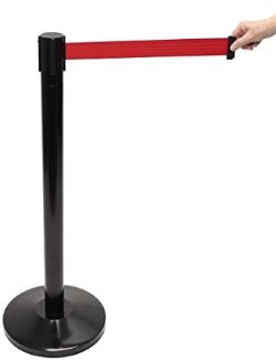 1 PALLET OF 40 BLACK BELT BARRIERS WITH RED BELTS