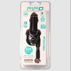 100X NEW RETRACTABLE CAR CHARGER - MICRO USB – 3FT CABLE