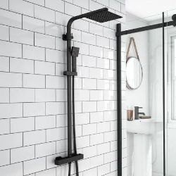 5 X NEW MATT BLACK THERMOSTATIC SHOWERS