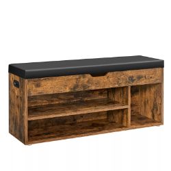 FREE DELIVERY - BRAND NEW SHOE BENCH WITH CUSHION STORAGE BENCH WITH PADDED SEAT RUSTIC BROWN