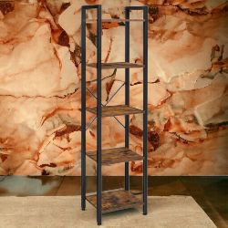 FREE DELIVERY - BRAND NEW VASAGLE 5-TIER STORAGE RACK,BOOKSHELFSTEEL FRAMERUSTIC