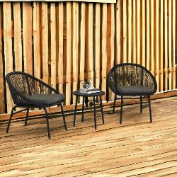 FREE DELIVERY- BRAND NEW 3 PIECE GARDEN FURNITURE SET, BISTRO SET W/ 2 CHAIRS & 1 COFFEE TABLE