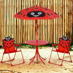 FREE DELIVERY - BRAND NEW KIDS FOLDING PICNIC TABLE CHAIR SET LADYBUG PATTERN OUTDOOR