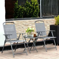 FREE DELIVERY - BRAND NEW PATIO BISTRO SET FOLDING CHAIRS & COFFEE TABLE FOR BALCONY,GREY