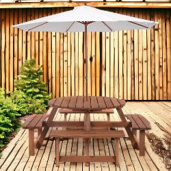 FREE DELIVERY - BRAND NEW 8 SEAT GARDEN OUTDOOR WOODEN ROUND PICNIC TABLE BENCH
