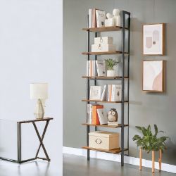 FREE DELIVERY - BRAND NEW LADDER SHELF 6-TIER BOOKSHELF WALL SHELF RUSTIC