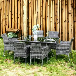 FREE DELIVERY- BRAND NEW 7PC RATTAN GARDEN FURNITURE DINING SET