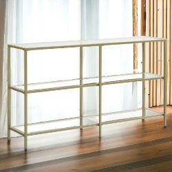 FREE DELIVERY - BRAND NEW VASAGLE CONSOLE TABLE SOFA TABLE 3 SHELVES TEMPERED GLASS