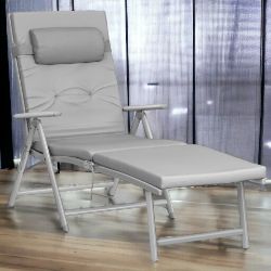 FREE DELIVERY - BRAND NEW FOLDING SUN LOUNGER GARDEN CHAIR REMOVABLE PILLOW ALUMINIUM