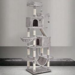 FREE DELIVERY - BRAND NEW FEANDREA 206 CM TALL CAT TREE XL CAT TOWER, LIGHT GREY PCT190W01