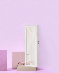 FREE DELIVERY - BRAND NEW JEWELLERY CABINET LOCKABLE WALL-MOUNTED WHITE WOOD GRAIN