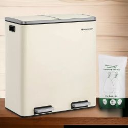FREE DELIVERY - BRAND NEW SONGMICS DUAL RUBBISH BIN, 2 X 30L RECYCLING BIN