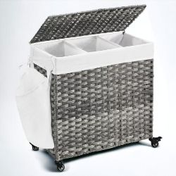 FREE DELIVERY - BRAND NEW LAUNDRY BASKET, HANDWOVEN LAUNDRY HAMPER, RATTAN-STYLE