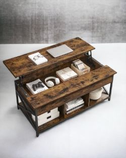 FREE DELIVERY - BRAND NEW COFFEE TABLE LIFTTOP TABLE OPEN HIDDEN STORAGE RUSTIC