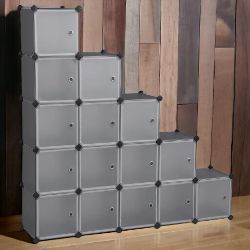 FREE DELIVERY - BRAND NEW SONGMICS 15-CUBE DIY STORAGE ORGANISER UNIT, PLASTIC CLOSET CABINET