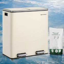 FREE DELIVERY - BRAND NEW SONGMICS DUAL RUBBISH BIN, 2 X 30L RECYCLING BIN, METAL PEDAL BIN
