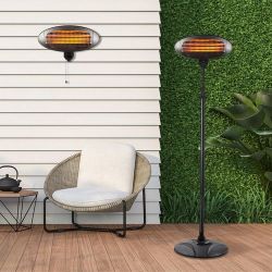 FREE DELIVERY - DEBONAIR ADUSTABLE HEIGHT INDOOR & OUTDOOR USE WATERPROOF PATIO HEATER - QUARTZ