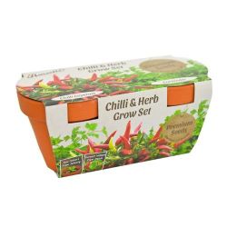 355 X NEW RUSSELLS TWIN TERRACOTTA GROW SETCHILLI & HERB 12S