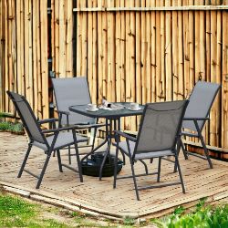 FREE DELIVERY - BRAND NEW 5PCS CLASSIC OUTDOOR DINING SET STEEL FRAMES W/ 4 CHAIRS COFFEE TABLE
