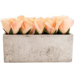 200 X NEW 11CM HIGH LIGHT PINK ROSES IN GREY PAPER MACHE POT