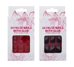 2464 X TECHNIC-24 FALSE DESIGNER NAILS-ASSTD DRY GLUE