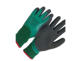 1835 X PAIRS OF LATEX PALM COATED, GREEN THERMAL LINER GLOVES (SIZE 8,9,11)