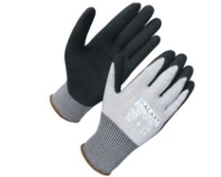 100 X PAIRS OF DOUBLE LAYER LINER+HDPE, BLACK FOAM SANDY NITRILE PALM COATING GLOVES
