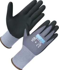860 X PAIRS OF GREY NYLON + SPANDEX LINER, FOAM NITRILE COATING GLOVES (SIZE 7,8,9,10,11 )