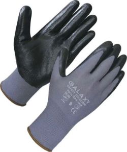 3090 X PAIRS OF GREY NYLON, BLACK NBR SMOOTH PALM COATING GLOVES (SIZE 7,8,9,11)