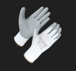 1142 X PAIRS OF WHITE NYLON, GREY PU PALM COATING GLOVES (SIZE 7,8,10,11)