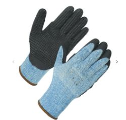 600 X PAIRS OF NYLON LINER, BLACK SANDY NITRILE PALM COATING WITH NITRILE HIGH DOTS GLOVES
