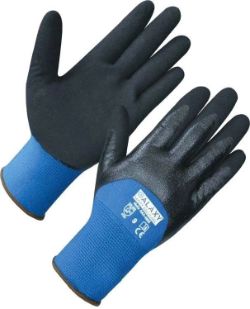 942 X PAIRS OF NYLON + SPANDEX LINER SMOOTH & SANDY NITRILE 3/4 COATING GLOVES (SIZES 7,8,9,10,11)