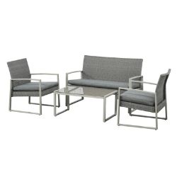1 X NEW FURNITURE SET WICKER RATTAN TABLE CHAIR CUSHIONS 4 PCS