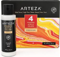150 X NEW POURING ACRYLIC SOLAR TONES PAINT SET OF 4 118ML