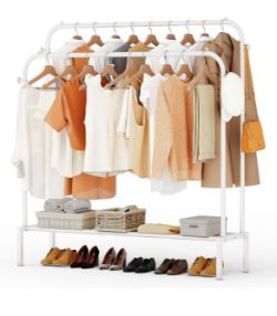 30 X NEW CLOTHING RAIL IN WHITE 38D X 104.1W X 154.9H CENTIMETRES