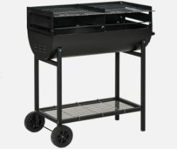 FREE DELIVERY - BRAND NEW TROLLEY PORTABLE OUTDOOR CHARCOAL BBQ GRILL CART 2 ROLLING WHEELS BLACK