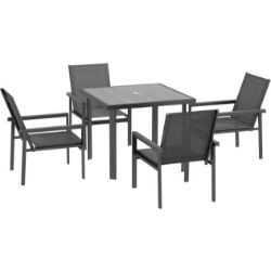 FREE DELIVERY - BRAND NEW 5 PIECE GARDEN DINING SET, OUTDOOR TABLE AND 4 CHAIRS, GREY
