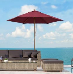 FREE DELIVERY - BRAND NEW 2.5M WOOD GARDEN PARASOL SUN SHADE PATIO OUTDOOR WOODEN UMBRELLA CANOPY